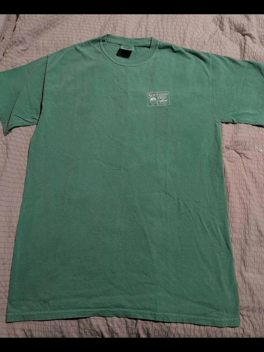 Southern Fried Cotton Seafoam Green Short Sleeve Tee with Chest Logo